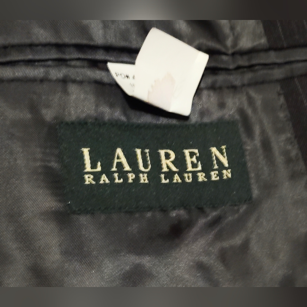 Lauren Ralph Lauren Suit Jacket Men's 58R Black Pinstripe 100% Wool Green Label - Picture 6 of 9